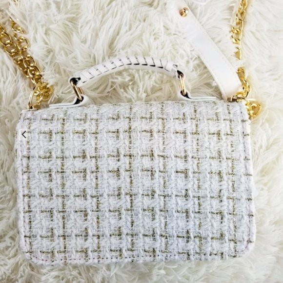 White Pearl + Gold Beaded Woven Mini Purse - Picture 6 of 10